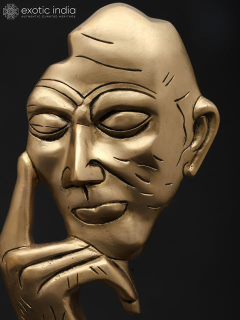 12" Stylized Thinking Man | Brass Statue | Table Decor