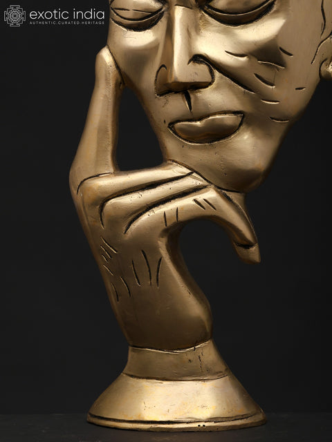 12" Stylized Thinking Man | Brass Statue | Table Decor