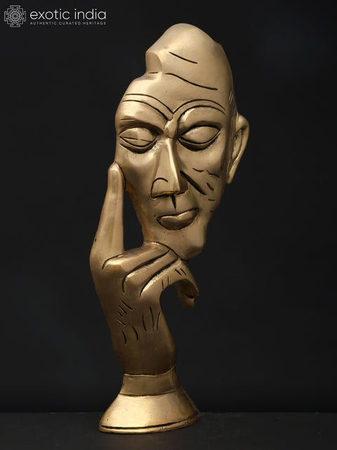 12" Stylized Thinking Man | Brass Statue | Table Decor