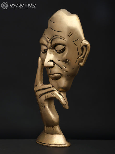 12" Stylized Thinking Man | Brass Statue | Table Decor
