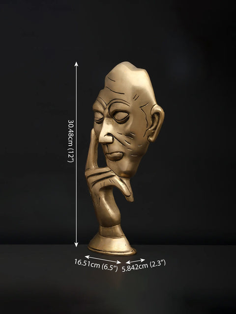 12" Stylized Thinking Man | Brass Statue | Table Decor