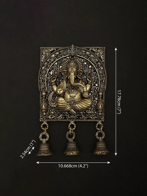7" Superfine Lord Ganesha Bell in Brass | Wall Hanging