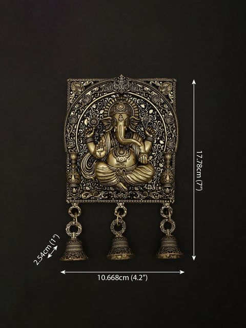 7" Superfine Lord Ganesha Bell in Brass | Wall Hanging