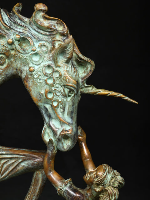 36" The Graceful Bond : Angel and Unicorn Sculpture | Home Decor