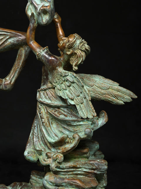 36" The Graceful Bond : Angel and Unicorn Sculpture | Home Decor