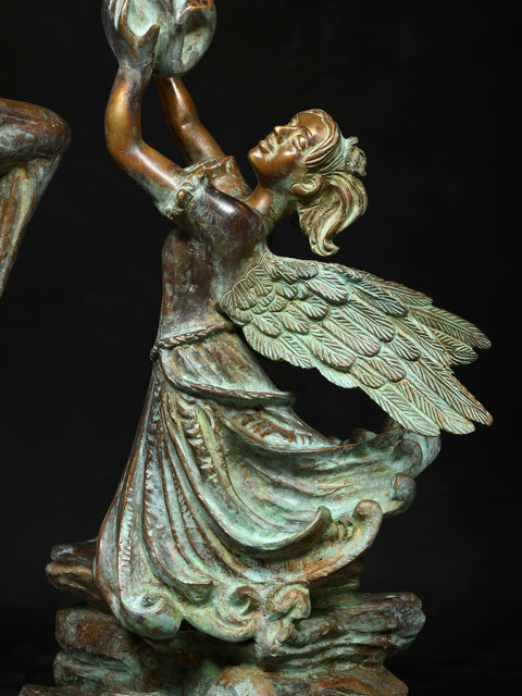 36" The Graceful Bond : Angel and Unicorn Sculpture | Home Decor
