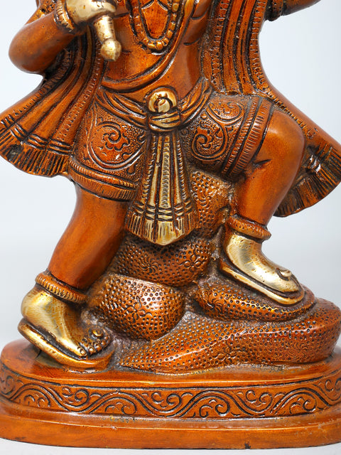 9" Lord Hanuman Carrying Mountain of Sanjivani Herbs | Brass Statue