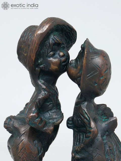 9" Cute Couple | Brass Statue | Table Decor