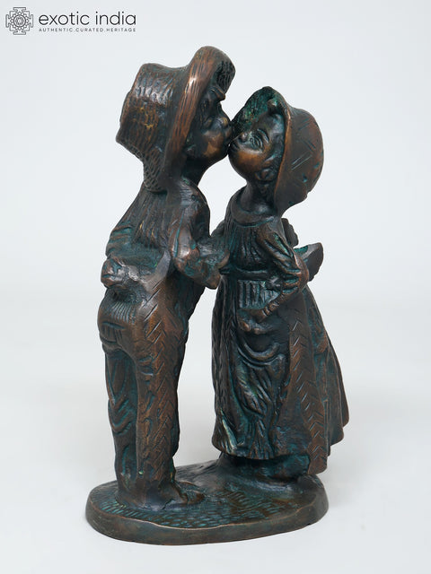 9" Cute Couple | Brass Statue | Table Decor