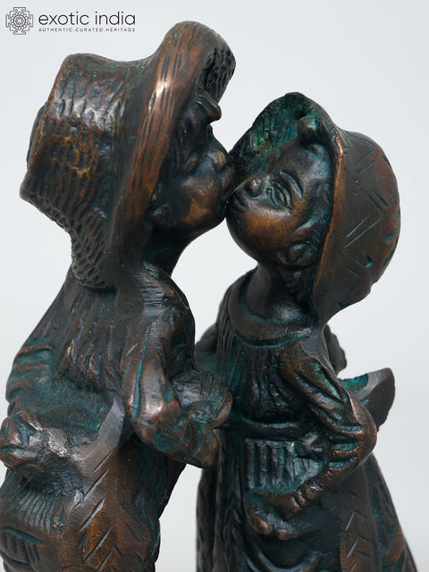 9" Cute Couple | Brass Statue | Table Decor