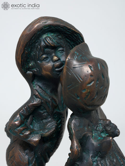 9" Cute Couple | Brass Statue | Table Decor