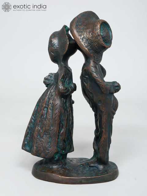 9" Cute Couple | Brass Statue | Table Decor