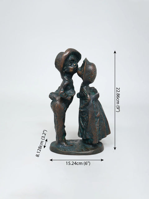 9" Cute Couple | Brass Statue | Table Decor