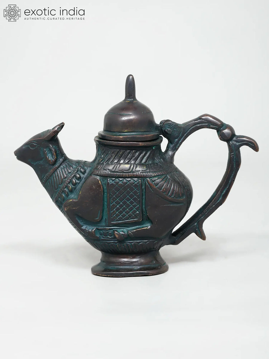 7" Brass Cow Shaped Ganga Jali Kamandal for Pooja