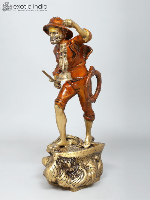 19" Sailor with Lantern Handmade Brass Statue