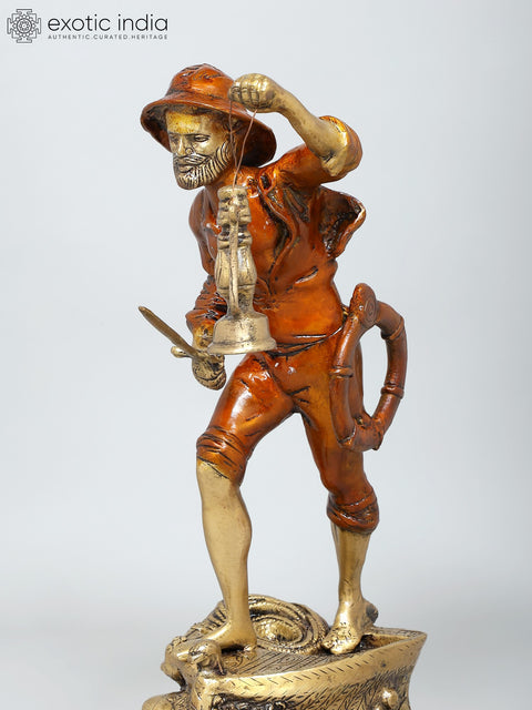 19" Sailor with Lantern | Decorative Brass Statue | Home Decor