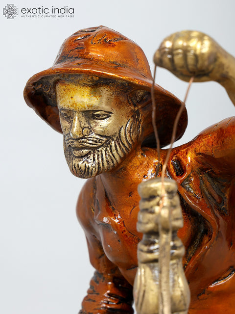 19" Sailor with Lantern | Decorative Brass Statue | Home Decor
