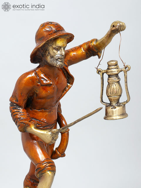 19" Sailor with Lantern | Decorative Brass Statue | Home Decor