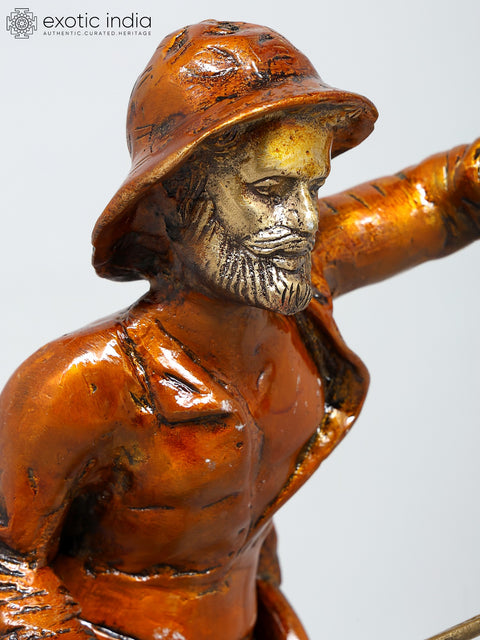19" Sailor with Lantern | Decorative Brass Statue | Home Decor