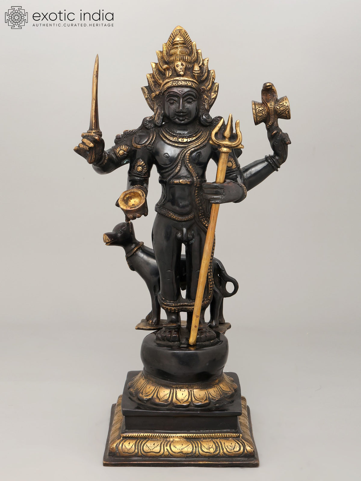 17" Lord Shiva Bhairava Handmade Brass Statue