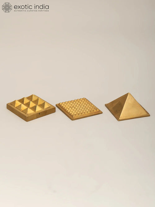 2" Brass Vastu Wish Multilayered Pyramid Statue with 91 Pyramids
