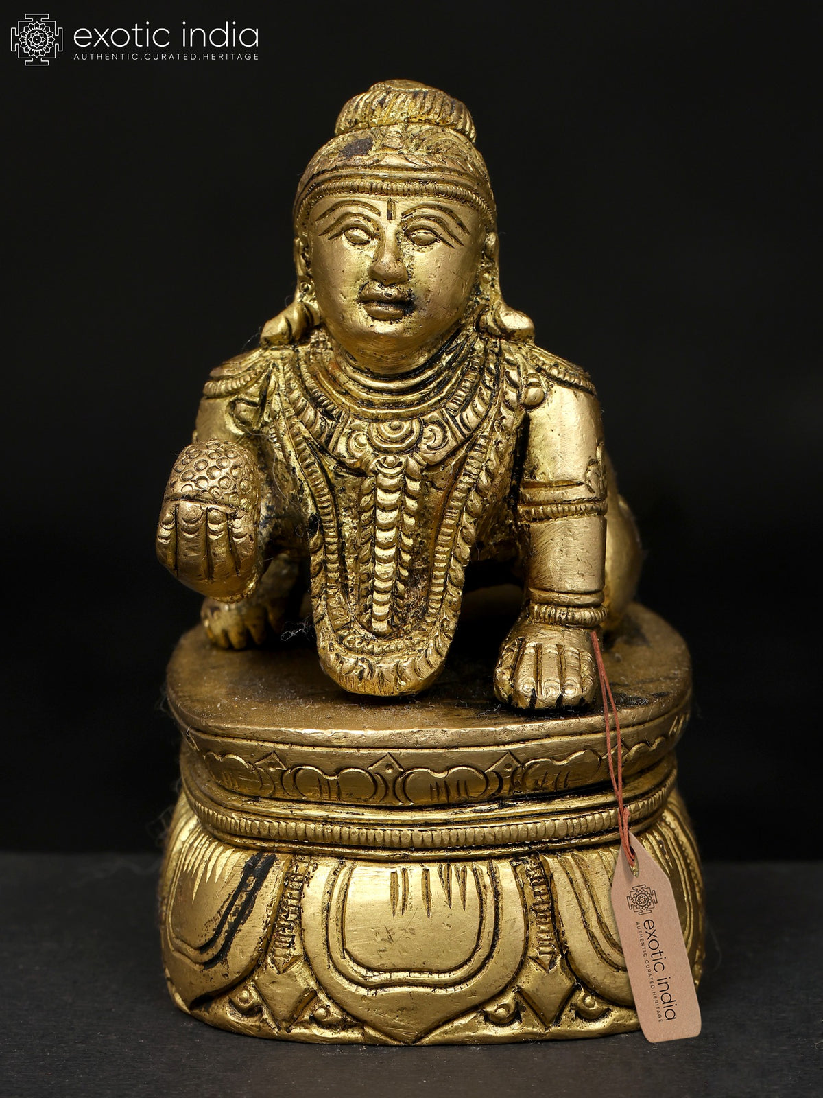 3" Small Crawling Laddu Gopal Brass Statue for Pooja
