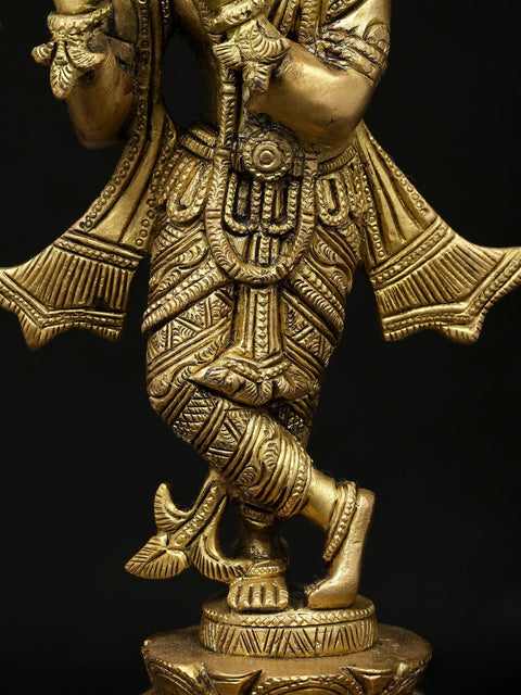 10" Lord Krishna Playing Flute | Brass Idol
