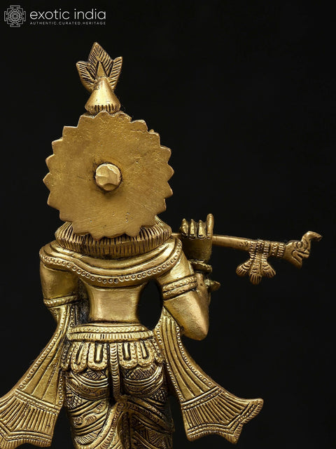 10" Lord Krishna Playing Flute | Brass Idol