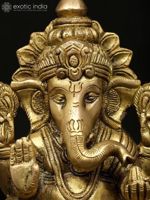 6" Small Four Armed Blessing Lord Ganesha | Brass Statue