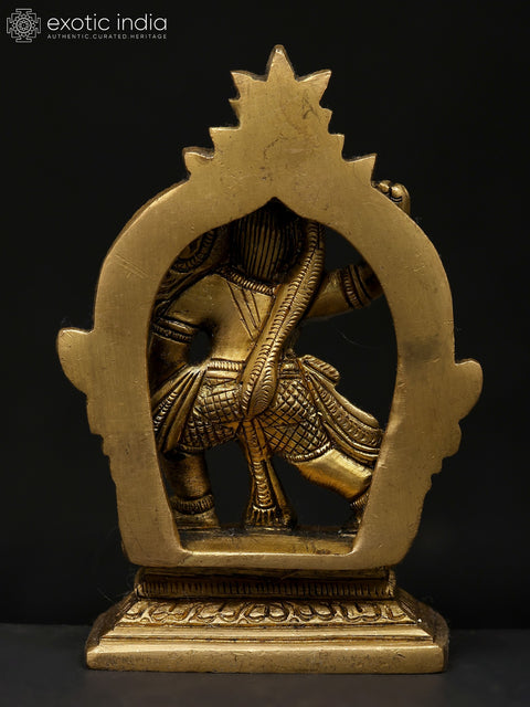 4" Small Lord Hanuman Standing on Kirtimukha Throne | Brass Idol