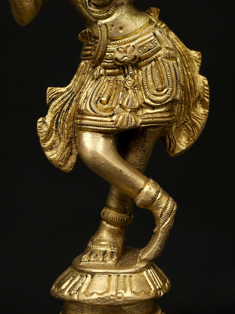 6" Small Fluting Lord Krishna | Brass Statue