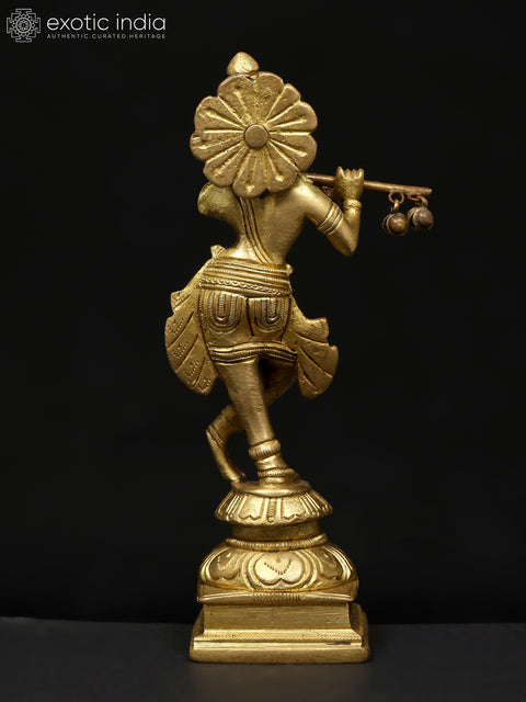 6" Small Fluting Lord Krishna | Brass Statue