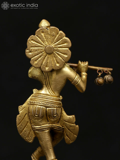 6" Small Fluting Lord Krishna | Brass Statue