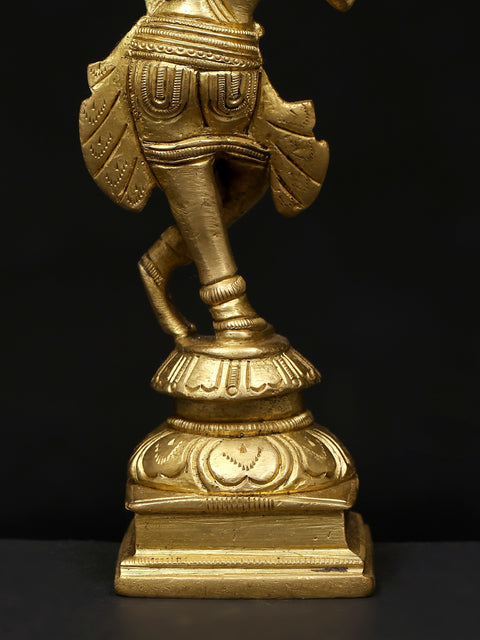 6" Small Fluting Lord Krishna | Brass Statue