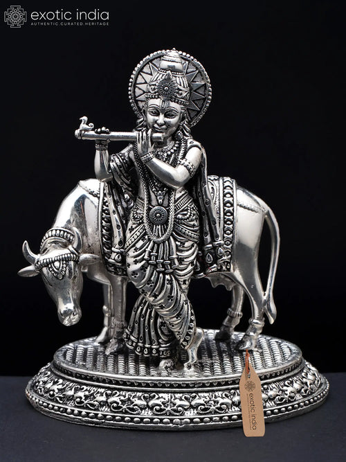 Small Superfine Cow Krishna Handmade Brass Idol