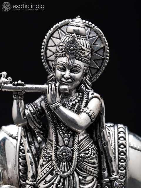 Small Superfine Cow Krishna Brass Idol | Made In India