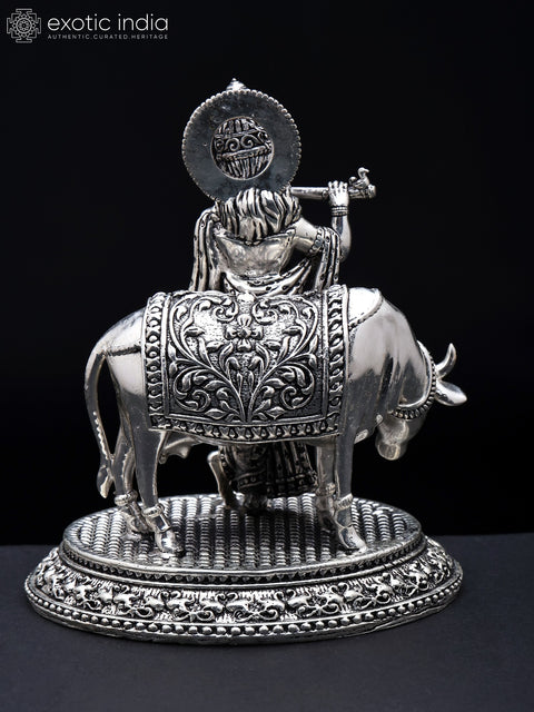Small Superfine Cow Krishna Brass Idol | Made In India