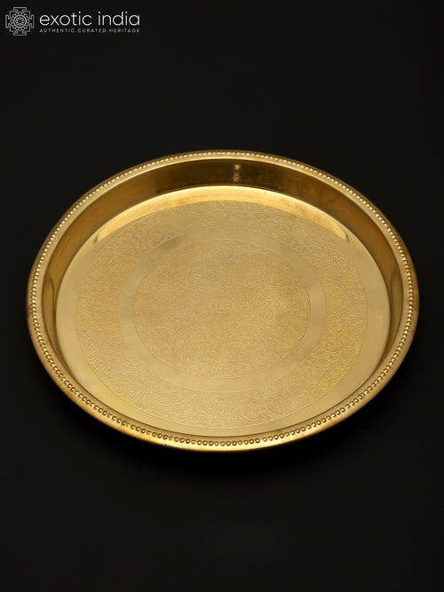 12" Handmade Brass Puja Thali for Pooja Rituals