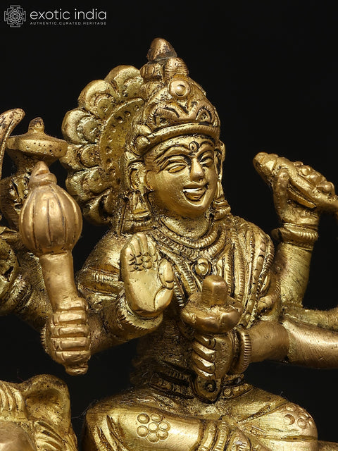 5" Small Eight Armed Goddess Durga (Sherawali Maa) | Brass Idol