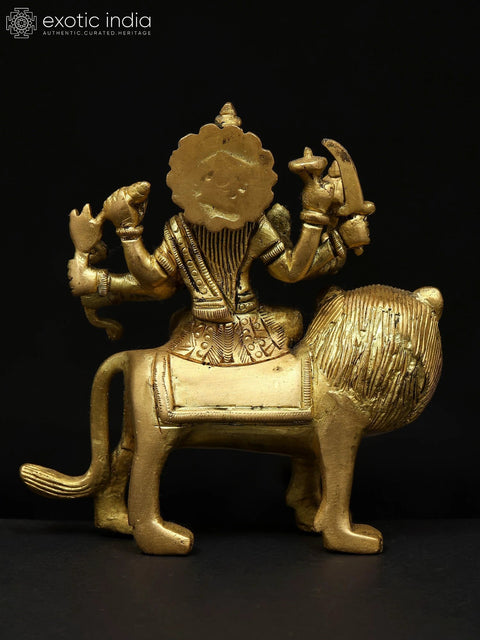 5" Small Eight Armed Goddess Durga (Sherawali Maa) | Brass Idol