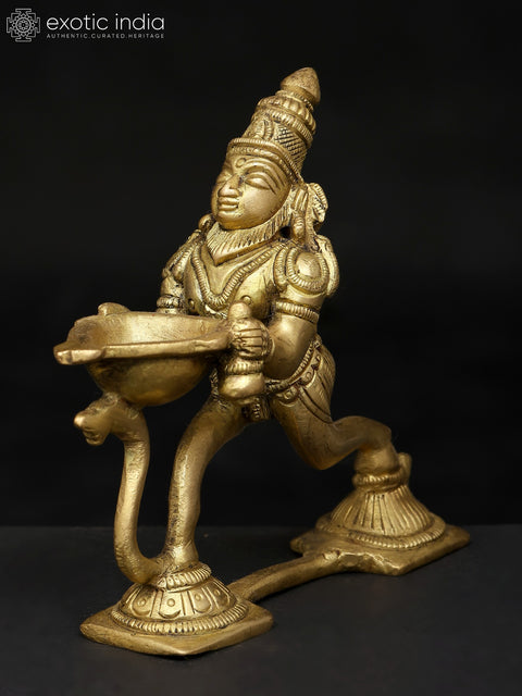 5" Brass Lord Hanuman Lamp for Shri Rama Puja | Handmade