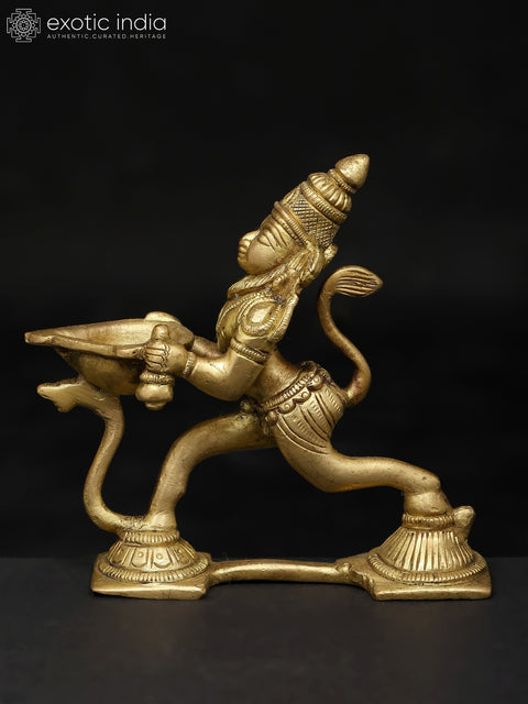 5" Brass Lord Hanuman Lamp for Shri Rama Puja | Handmade
