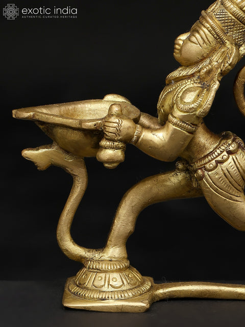 5" Brass Lord Hanuman Lamp for Shri Rama Puja | Handmade
