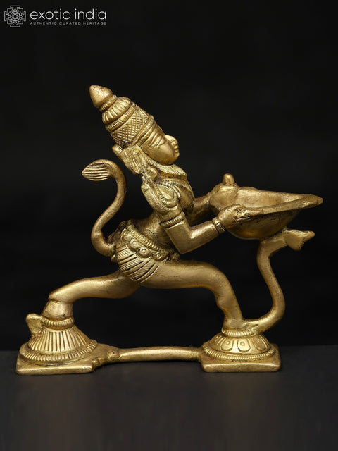 5" Brass Lord Hanuman Lamp for Shri Rama Puja | Handmade