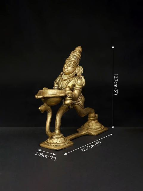 5" Brass Lord Hanuman Lamp for Shri Rama Puja | Handmade