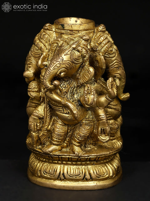 4" Small Four Side Dancing Lord Ganesha | Brass Statue