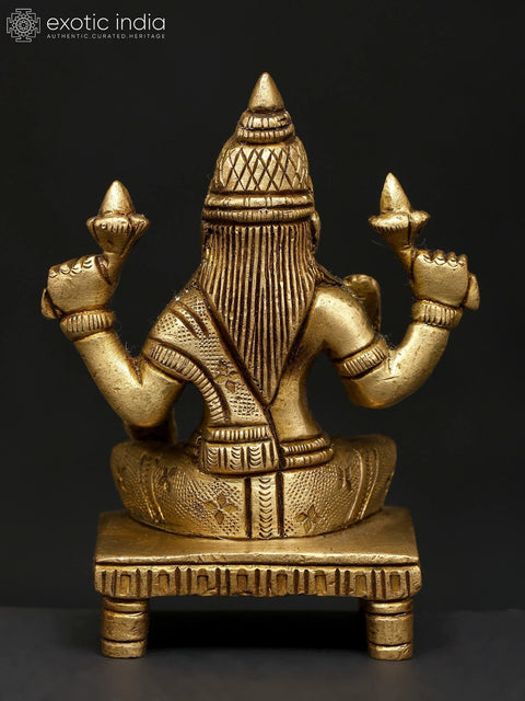 4" Small Sitting Blessing Goddess Lakshmi | Brass Statue