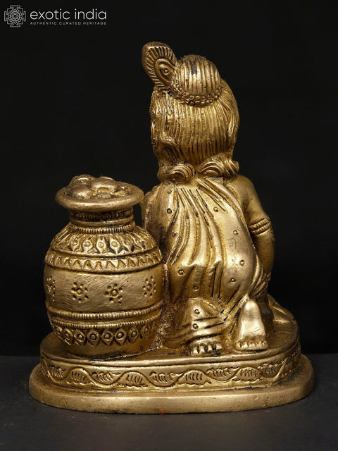5" Small Makhanchor Krishna (Butter Krishna) | Brass Statue