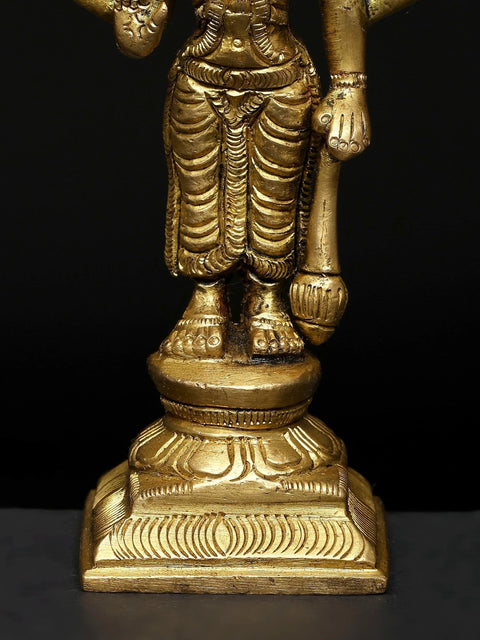 4" Small Standing Lord Vishnu | Brass Statue