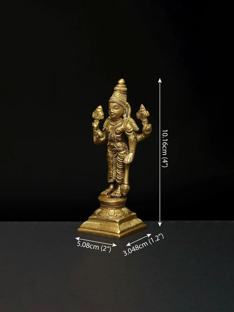 4" Small Standing Lord Vishnu | Brass Statue